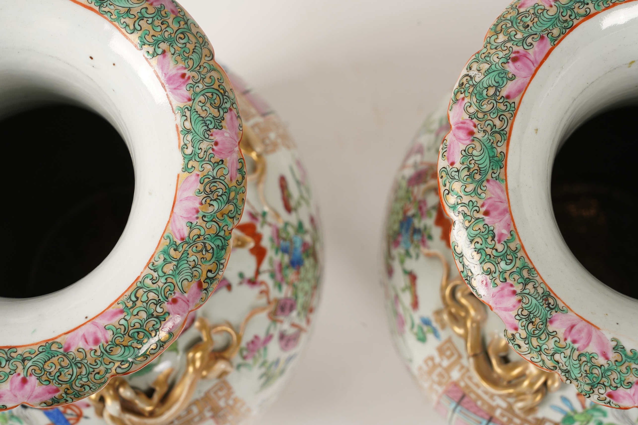 A pair of Chinese famille rose vases, Daoguang period, c.1830